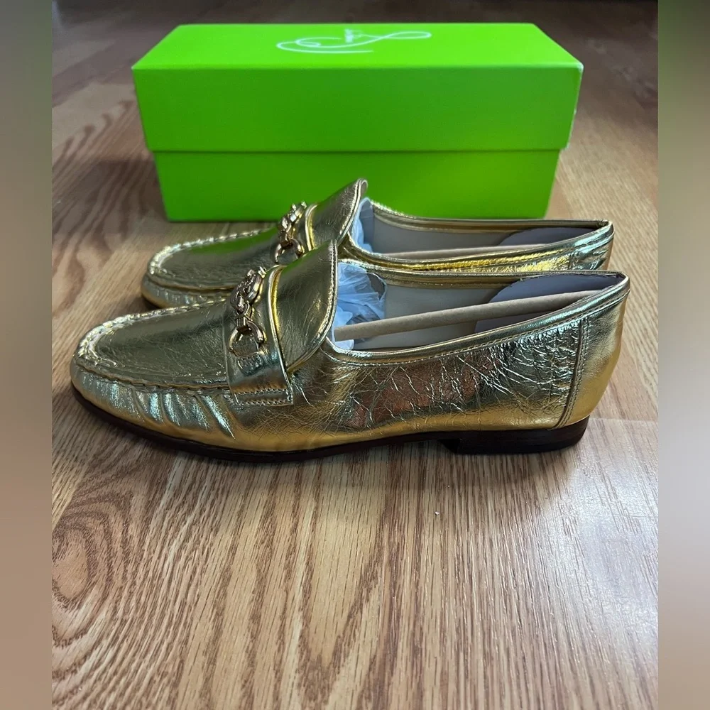 Sam Edelman Lucca Bit Loafer size 6 in Amber Gold Leather NIB - Picture 4 of 12